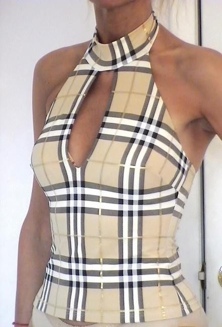 Burberry W Halter WGold StripeM Check Top