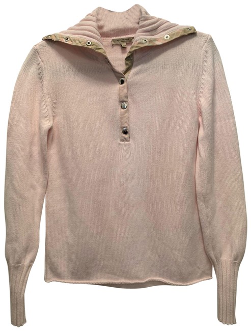Burberry Check Snap Cotton Pink Sweater