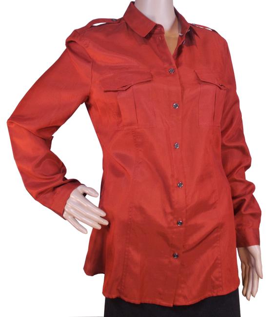 Burberry Cinnamon Silk Casual Shirt Button Front Blouse12 L