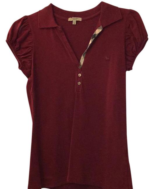Burberry Cranberry with Pattern On Tab Classic Polo Tee Shirt8 M