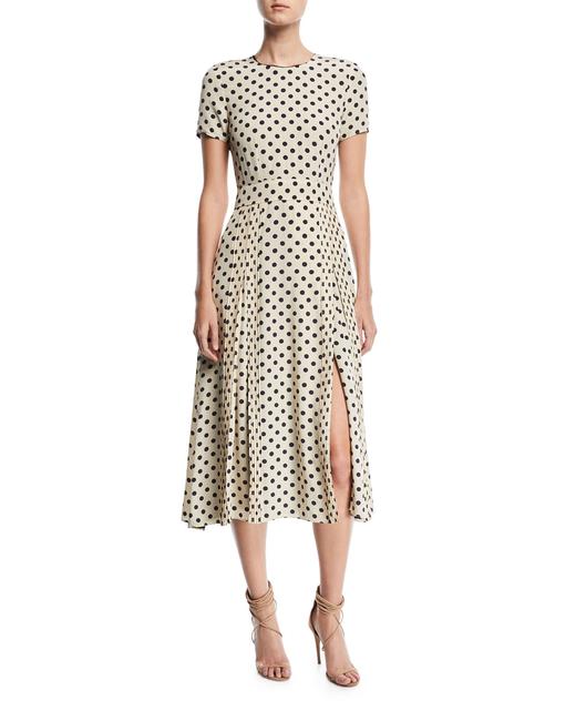 Burberry Cream and Navy Polka Dot Silk Mid length WorkOffice Dress6 S