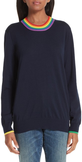 Burberry Dales Rainbow trim Blue Sweater