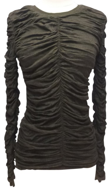 Burberry Dark Green Ruched Silk Tunic8 M