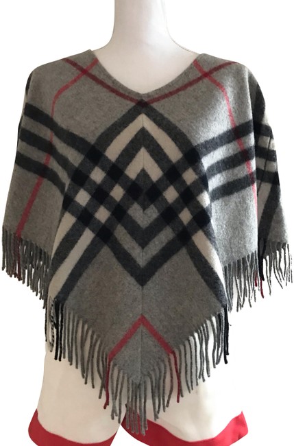 Burberry Euc Vintage Nova Check Cashmere Poncho GreyMultiple Sweater