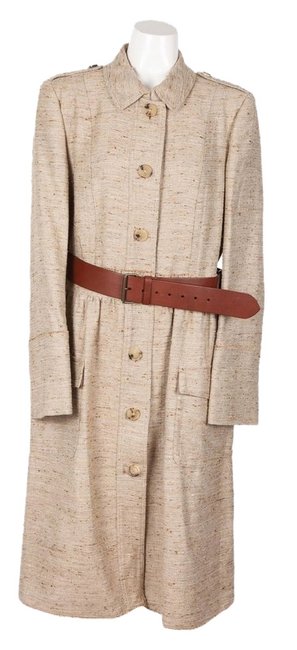Burberry Tan Beige Brown Free Burberrybelt Belted Woven Mid length Formal Dress12 L