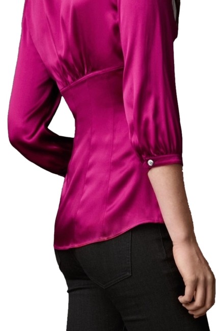 Burberry Fuschia Purple Fitted Stretchsilk Shirt Button down Top6 S