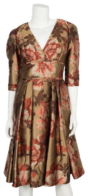Burberry Gold Floral 40 Short Cocktail Dress4 S
