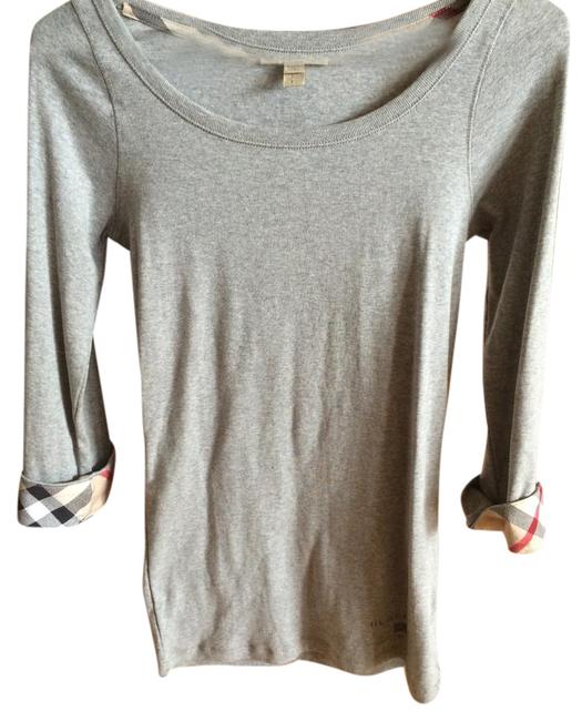 Burberry Gray Check Cuff Stretch cotton Tee ShirtPetite 6 S