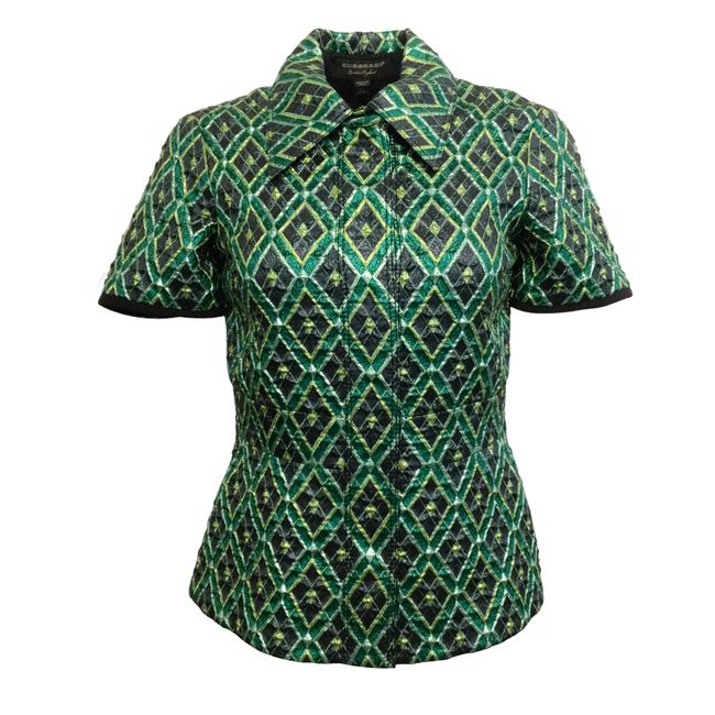 Burberry GreenBlack Geometric Blouse4 S