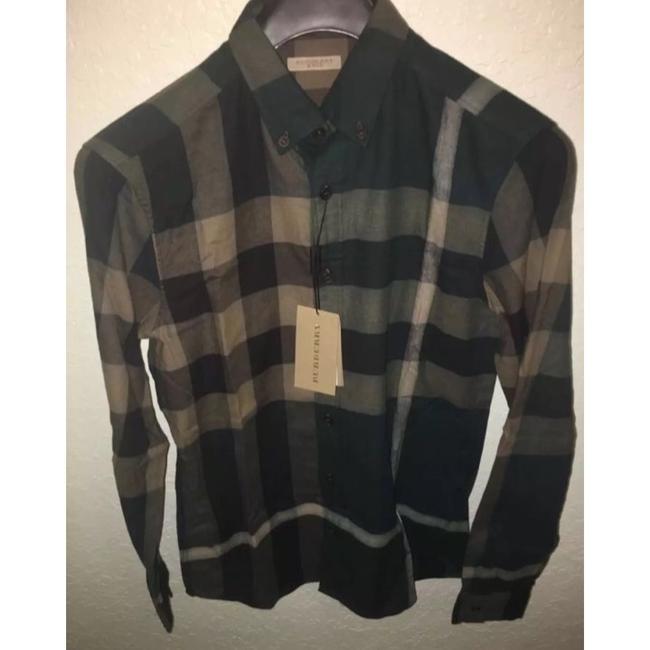 Burberry Green Button Down Blouse6 S