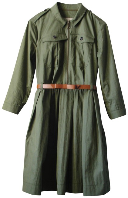 Burberry Green Military Fit and flare Mid length Short Casual Dress6 S