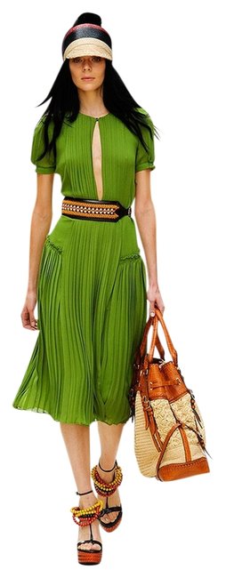 Burberry Green Prorsum Silk Mid length Cocktail Dress4 S