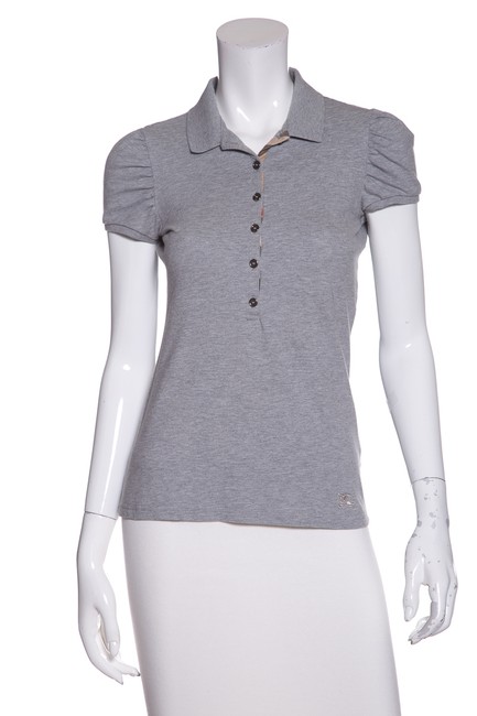 Burberry Grey Cotton Blend Polo Tee Shirt8 M