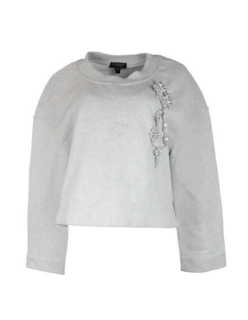 Burberry Grey Cropped Crystal Brooch SweatshirtHoodie6 S