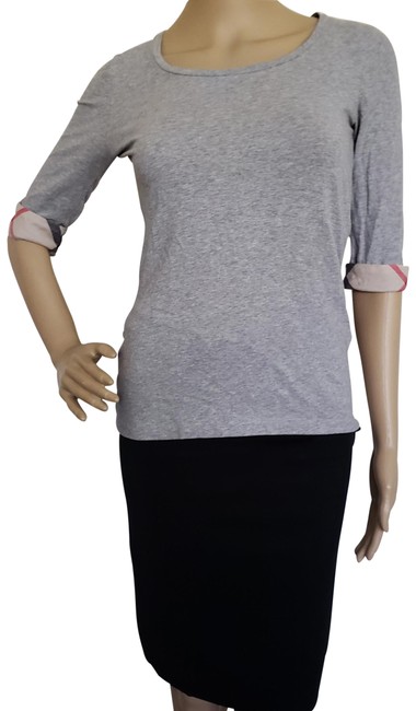 Burberry Grey Nova Check Trim Long Sleeve Casual Blouse2 XS