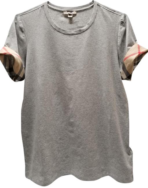 Burberry Grey Women house Check Cuffs T shirt Tee Shirt16 XL, Plus 0x