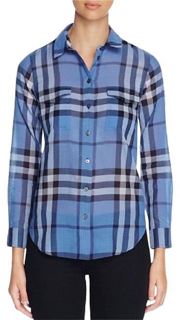 Burberry Hydrangea Tal Check Shirt Button down Top12 L