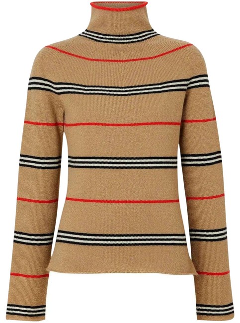 Burberry Iconic Stripe Cashmere TurtleneckSmall Beige Sweater