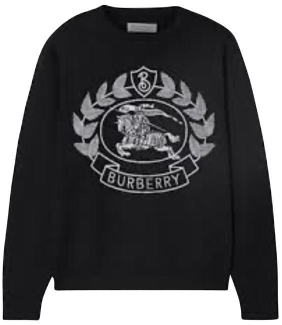 Burberry Intarsia Wool Blend Black Sweater
