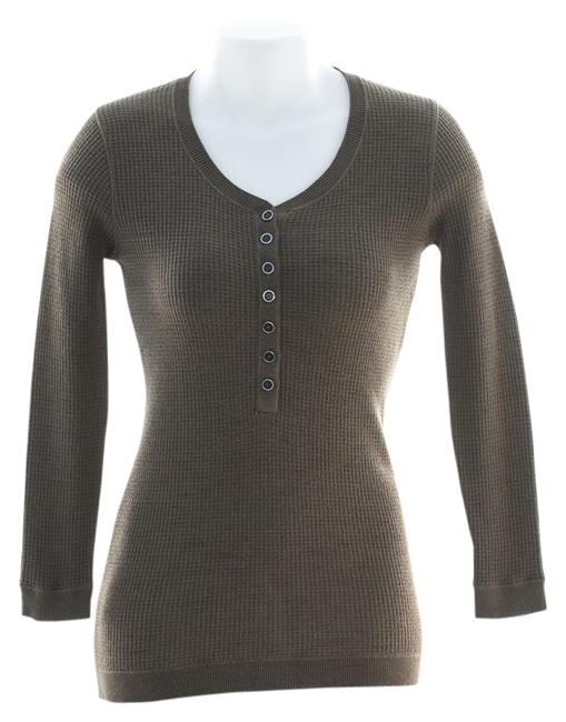 Burberry Thermal Cashmere Blend Buttons Khaki Sweater