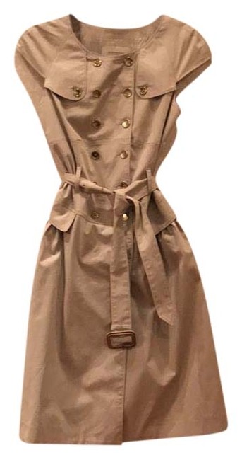 Burberry Khaki Trench Style Mid length Short Casual Dress10 M