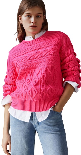 Burberry L Aran Knit Wool CashmerePink Sweater