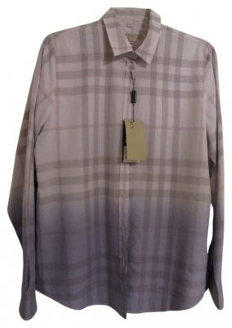 Burberry Lavender and TaupeGrey Plead Blouse14 L