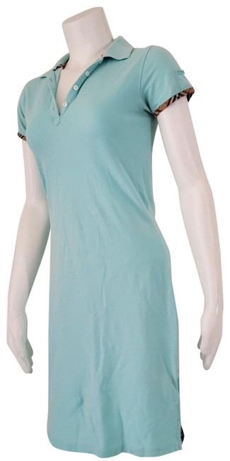 Burberry Light Blue Nova Check Polo Mid length Short Casual Dress6 S
