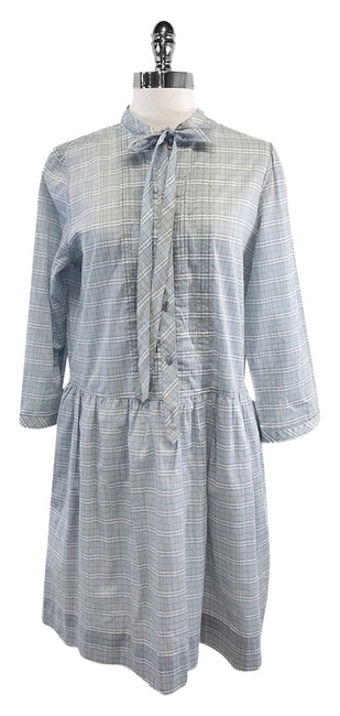 Burberry Light Blue Plaid Cotton Mid length Short Casual Dress12 L