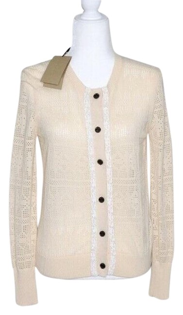Burberry Lightweight Crochet Small Ivory Sweater