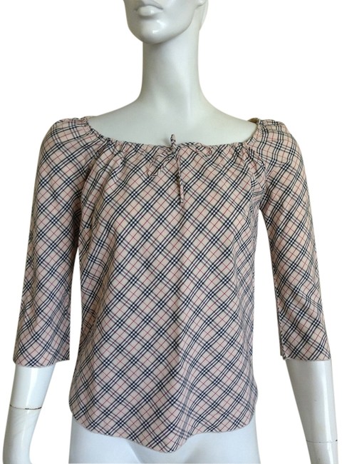 Burberry London Blue Label Nova Check Sabrina Silk Blouse8 M