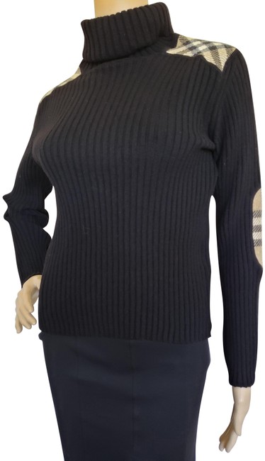 Burberry London Nova Check Patchwork Merino Black Sweater