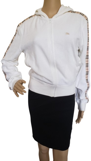 Burberry London Nova Check Trim Lightweight White Sweater