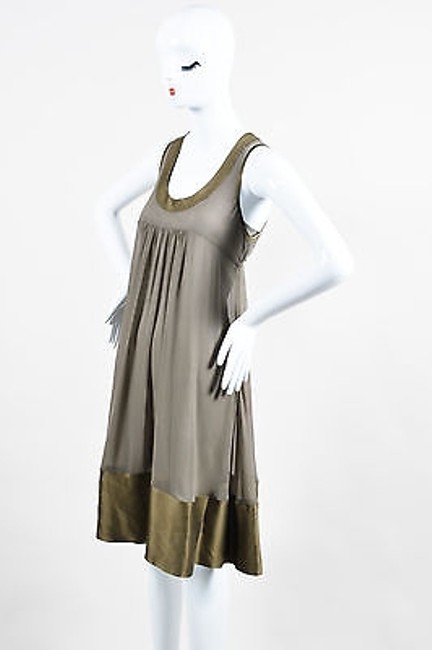 Burberry London Olive Green Silk Sleeveless Dress