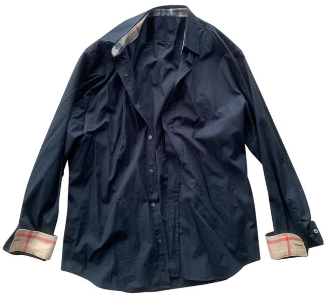 Burberry XL Long Sleeves Shirt Black William Button down TopOS one size