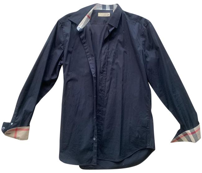 Burberry Long Sleeves Shirt Black William Medium Button down Top8 M