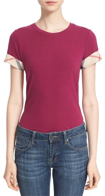 Burberry Magenta Pink XL Check Trim Tee Tank TopCami14 L