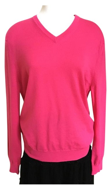 Burberry Marino Wool V Neck Pink Sweater