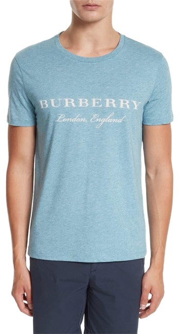 Burberry Martford Logo Print Crew Neck In Cyan Blue Tee Shirt12 L
