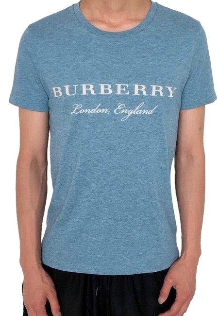 Burberry Martford Logo Print Crew Neck Men In Cyan Blue Tee Shirt12 L