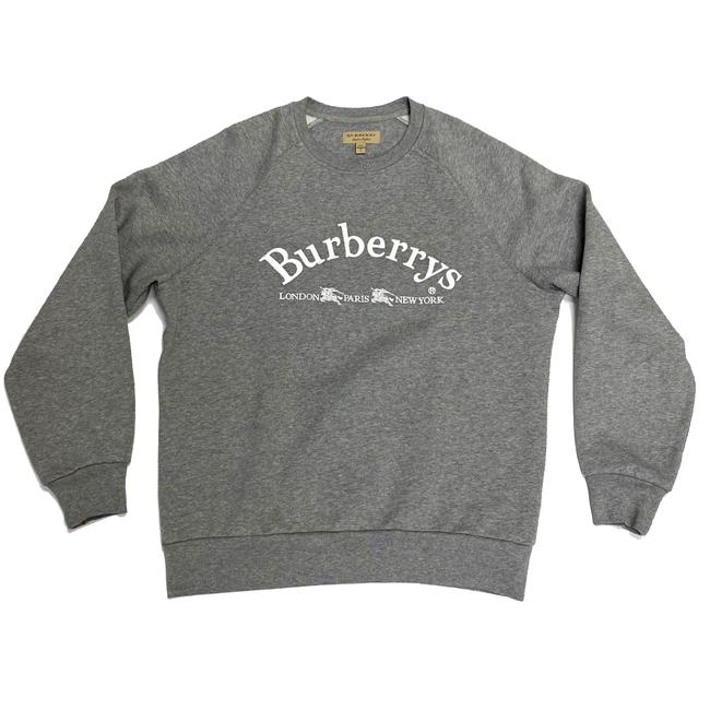 Burberry Mens Lanslow Logo Cotton Crew Neck Pale S Gray Sweater