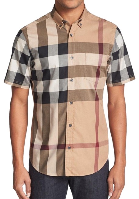 Burberry Mens Fred Check Sleeve Woven Tee Shirt12 L