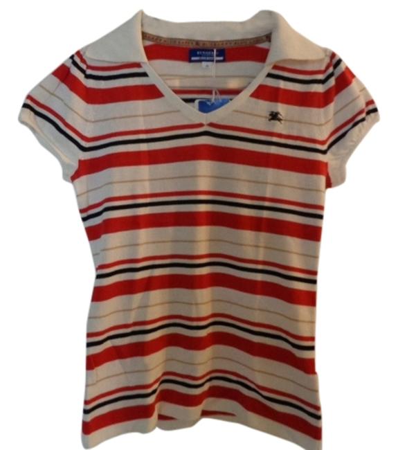 Burberry Multi Color Collar Stripe Shirt New with Tags Blouse6 S