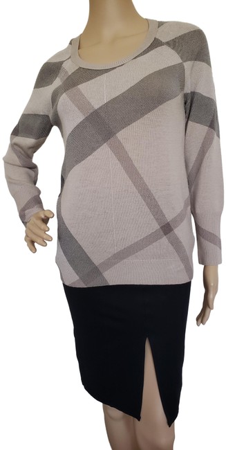Burberry Multicolor Nova Check Lightweight Knit Beige Sweater