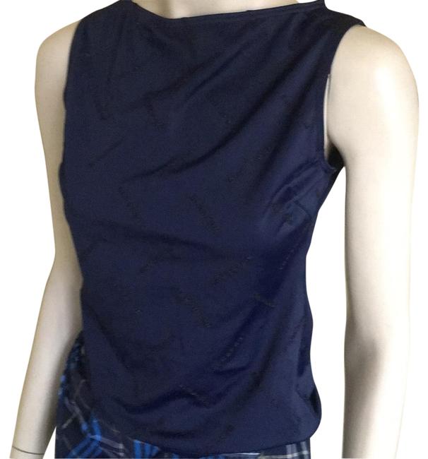 Burberry Navy Blue Stretch Embroidery Logos Tank TopCami6 S