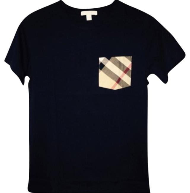 Burberry Navy Boys Check Pocket Tee Shirt14 L