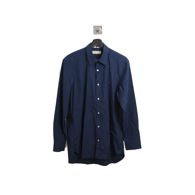 Burberry Navy London Embroided Logo Shirt Button down Top8 M