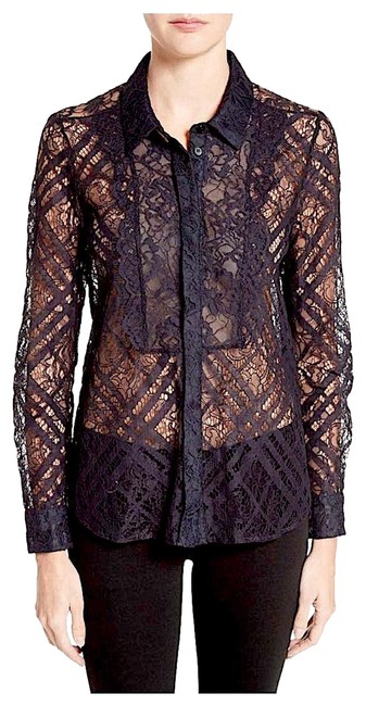 Burberry Navy with Tag Lace Aster Shirt Button down Top4 S