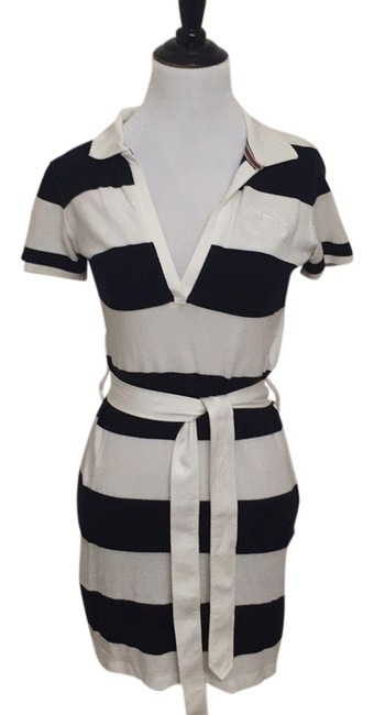 Burberry NavyWhite Knee Length Short Casual Dress6 S