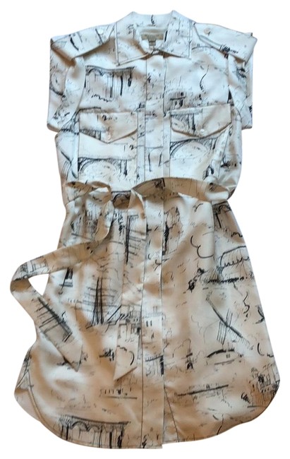 Burberry Off WhiteBlack Landmark Print Silk RomperJumpsuit